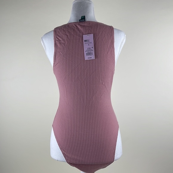 Wild Fable Lightweight Bodysuit Tank V-neck Waffle Texture Women's Size S Pink - Picture 5 of 9